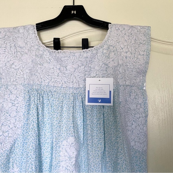 Mi Golondrina Dress Flores Midi Floral Embroidered Jardin Madre Azul Nieve M NWT - Picture 5 of 8